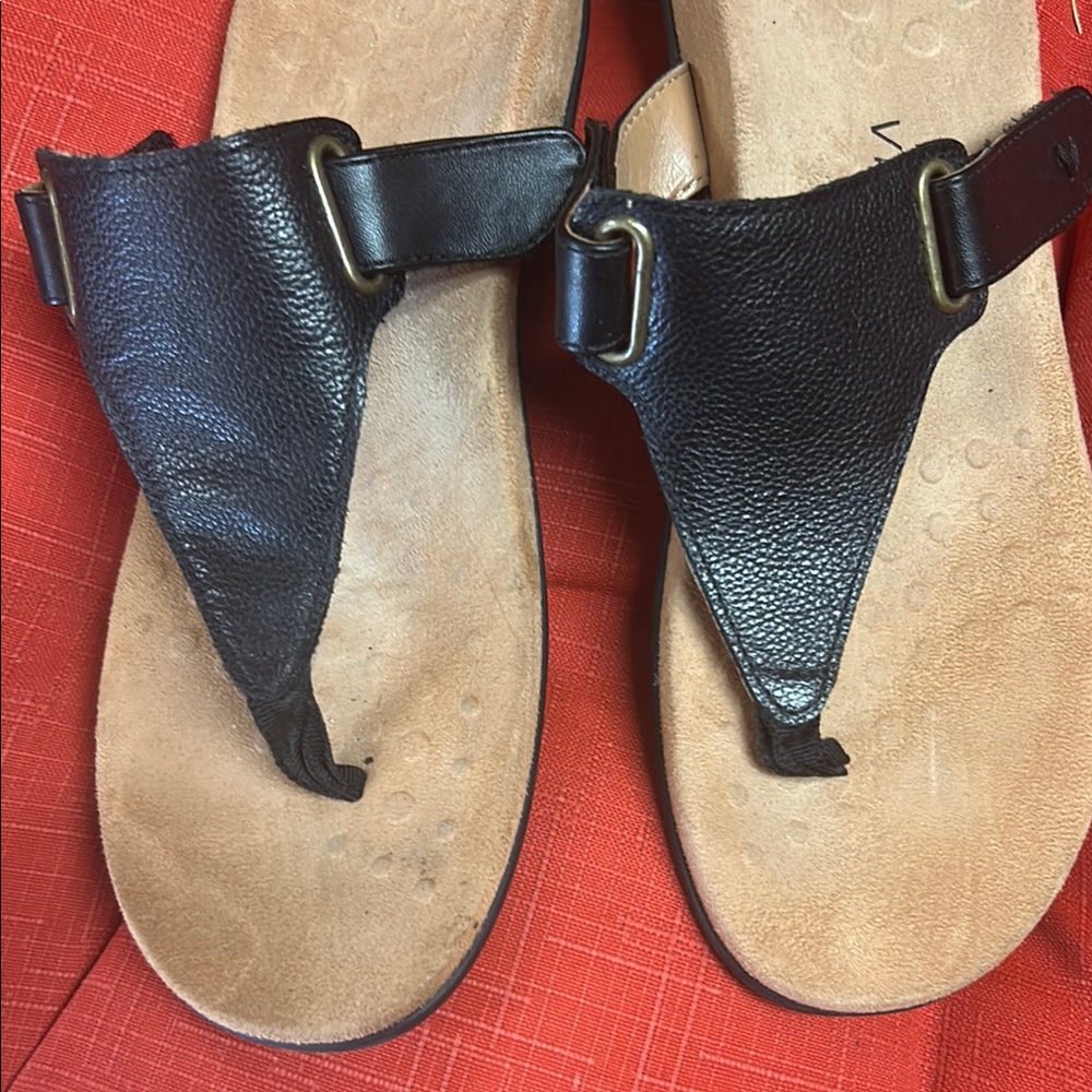Vionic Adjustable Black Leather Sandals Size 8. V… - image 5